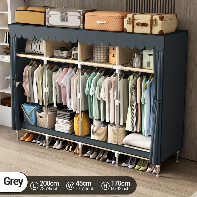 金属フレームのポータブルクローゼットオーガナイザー、吊り下げ - Wardrobe Closet Portable Fabric Cover のレビューと価格