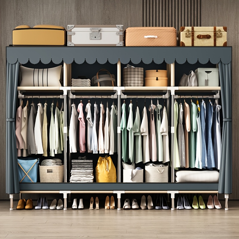 金属フレームのポータブルクローゼットオーガナイザー、吊り下げ - Wardrobe Closet Portable Fabric Cover のレビューと価格