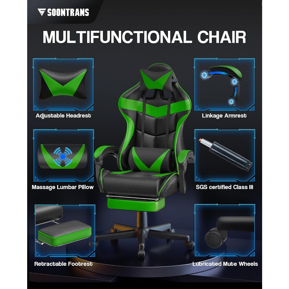 人間工学に基づいたゲーミングチェア（フットレストとランバーサ - Sofas のレビューと価格