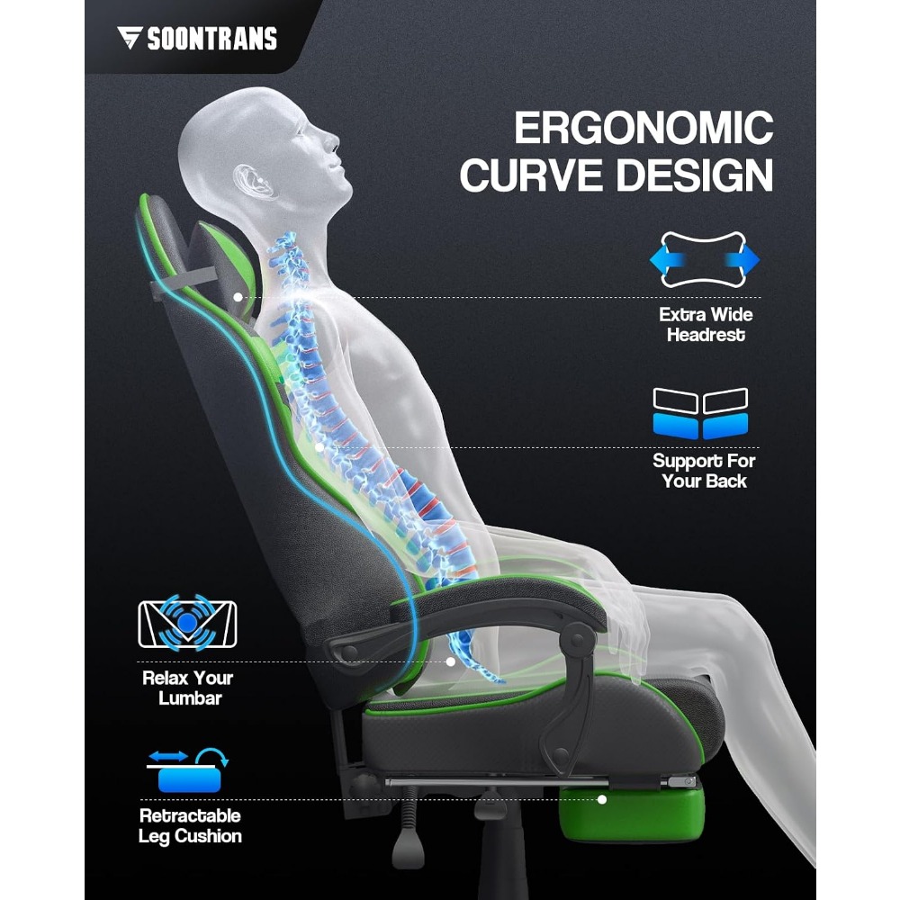 人間工学に基づいたゲーミングチェア（フットレストとランバーサ - Sofas のレビューと価格