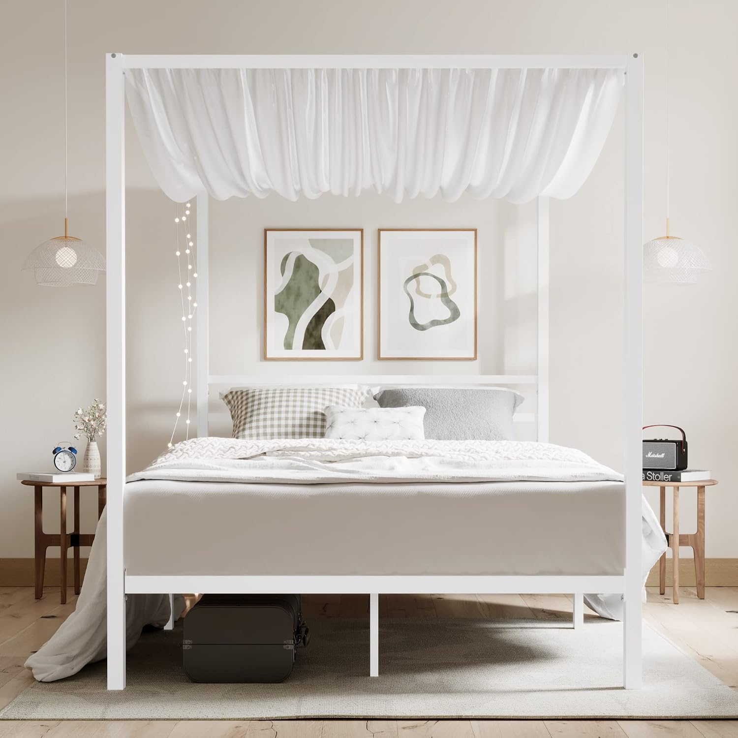 クイーンサイズメタルキャノピーベッドフレーム、頑丈なサポート - Canopy Bed Frame Metal Queen のレビューと価格