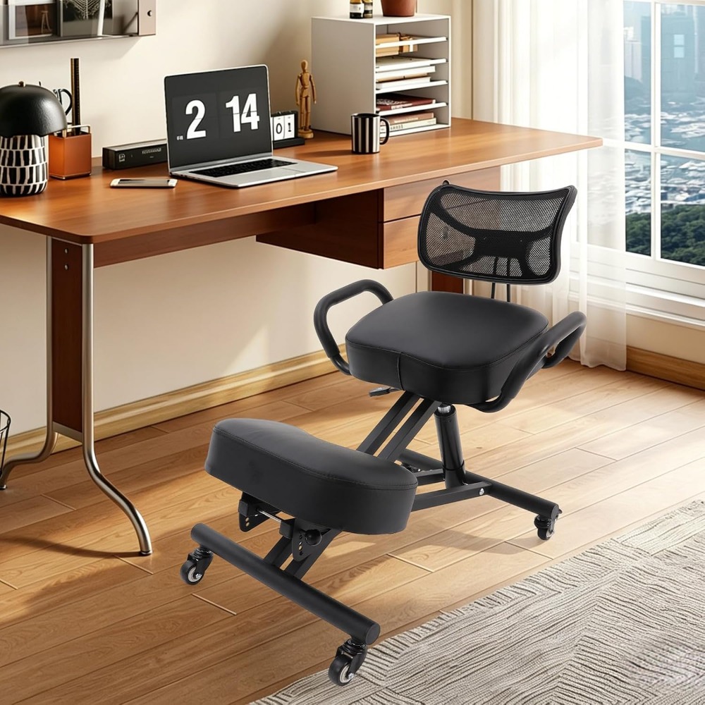 人間工学に基づいた背もたれ付きひざまずき椅子、ブレーキ付きキ - Chairs のレビューと価格