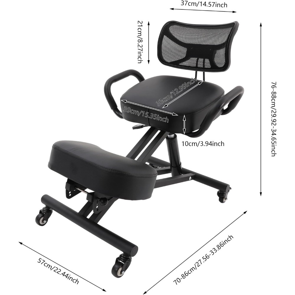 人間工学に基づいた背もたれ付きひざまずき椅子、ブレーキ付きキ - Chairs のレビューと価格