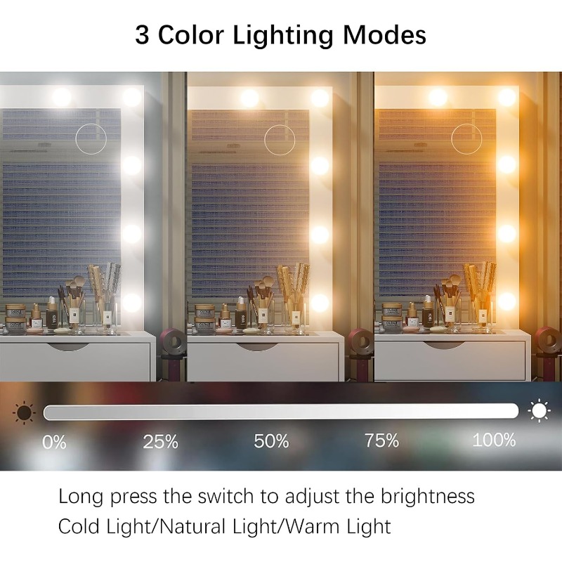 ヤノサク バニティデスク（鏡とライト付き）、メイクアップテー - Dressing Table Vanity With Lighted Mirror のレビューと価格