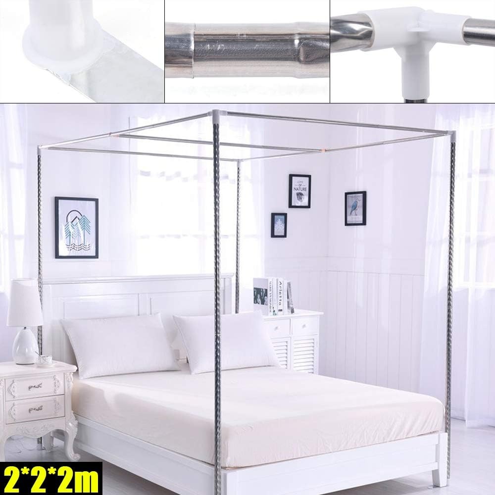 ステンレス製キャノピーベッドフレームポストメタルベッド四隅ベ - Canopy Bed Frame Metal Queen のレビューと価格