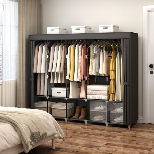 83インチの大容量ポータブルワードローブクローゼット、布製カ - Wardrobe Closet Portable Fabric Cover のレビューと価格