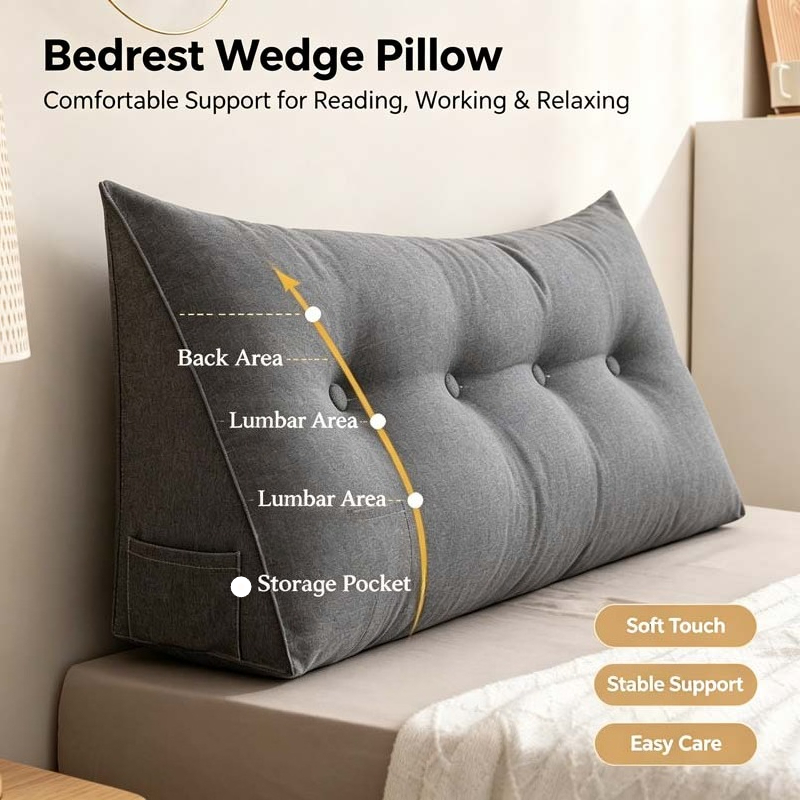 大型ヘッドボードクッション 畳背もたれ 三角サポートボルスタ - Headboard Cushion Backrest Tatami のレビューと価格