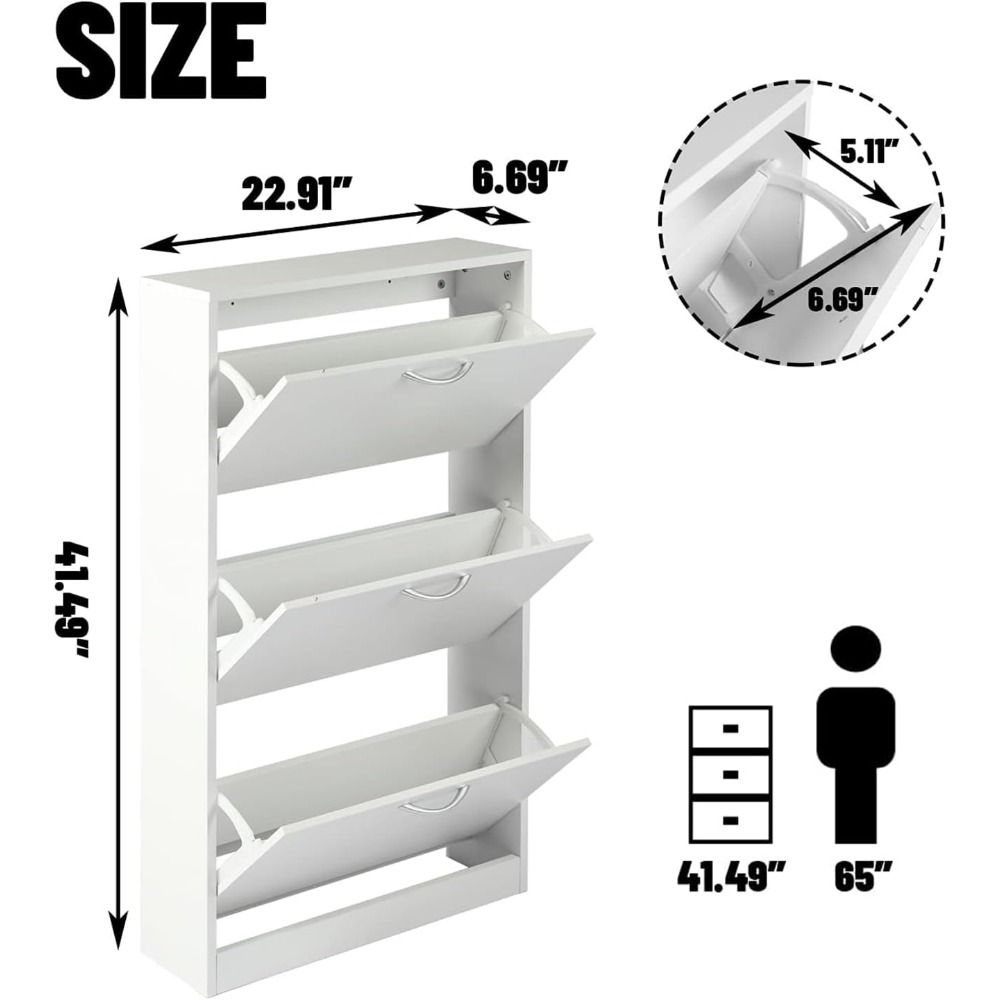 狭い玄関用シューズキャビネット、3つのフリップドア付き収納  - Shoe Rack Cabinet Narrow Entryway のレビューと価格
