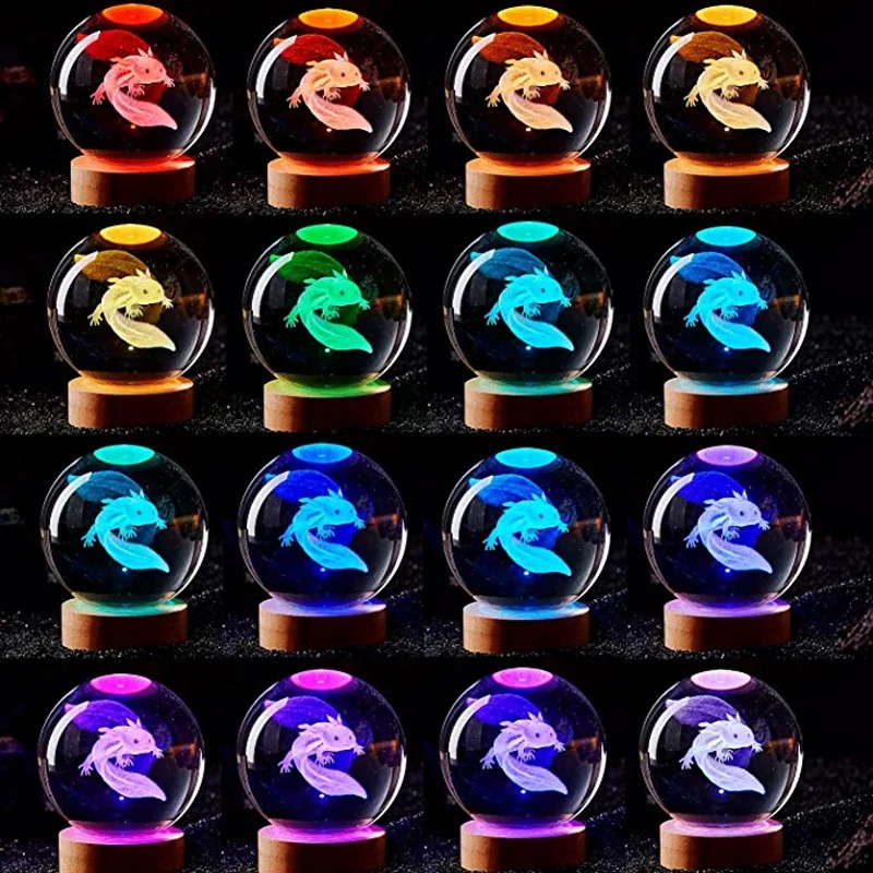 3D アホロートル レーザー彫刻クリスタル ボール色のナイト - Floating Nightstand With Led Light のレビューと価格