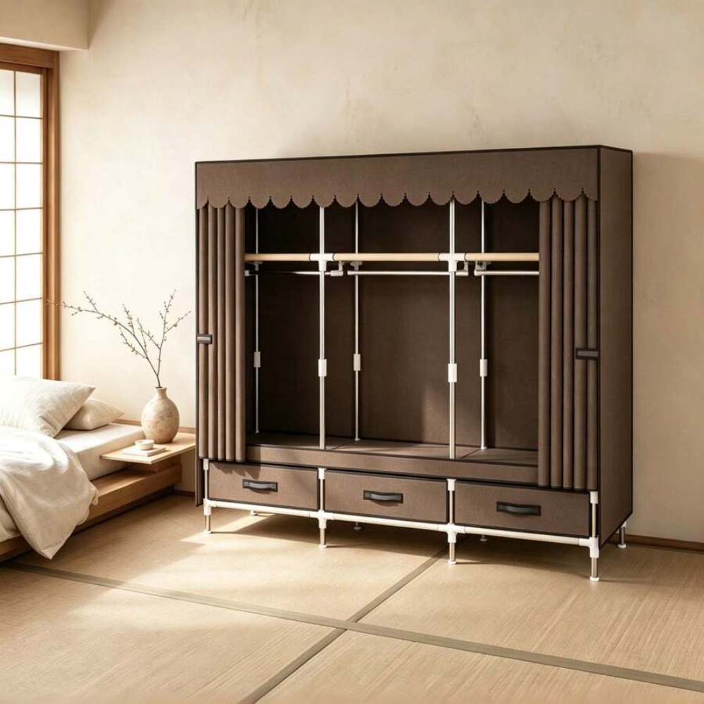 16mmスチールフレームのポータブルワードローブクローゼット - Wardrobe Closet Portable Fabric Cover のレビューと価格