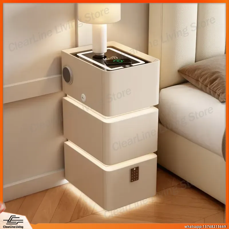 超薄型フローティングナイトスタンド3段式無垢材ベッドサイドテ - Floating Nightstand With Led Light のレビューと価格