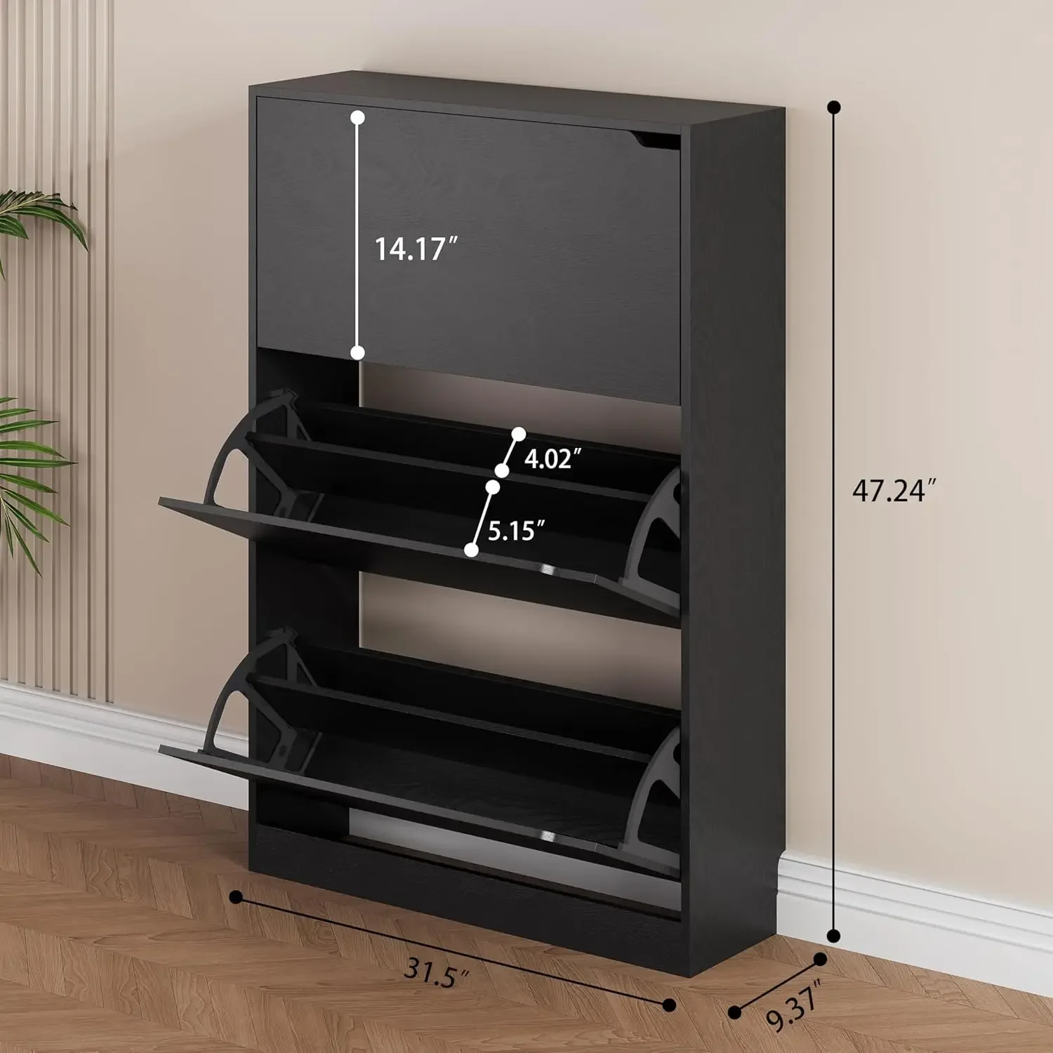 靴収納キャビネット、玄関用木製靴オーガナイザー（3つのフリッ - Shoe Rack Cabinet Narrow Entryway のレビューと価格