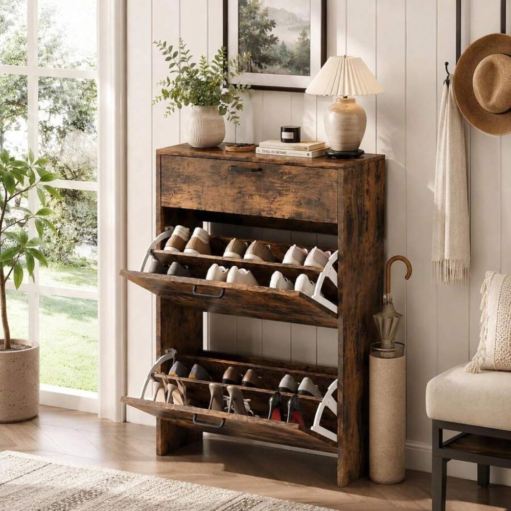 玄関用の幅の狭いシューズキャビネット、幅24.8インチの超ス - Shoe Rack Cabinet Narrow Entryway のレビューと価格