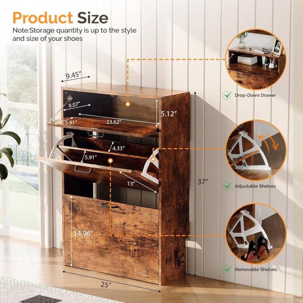 玄関用の幅の狭いシューズキャビネット、幅24.8インチの超ス - Shoe Rack Cabinet Narrow Entryway のレビューと価格