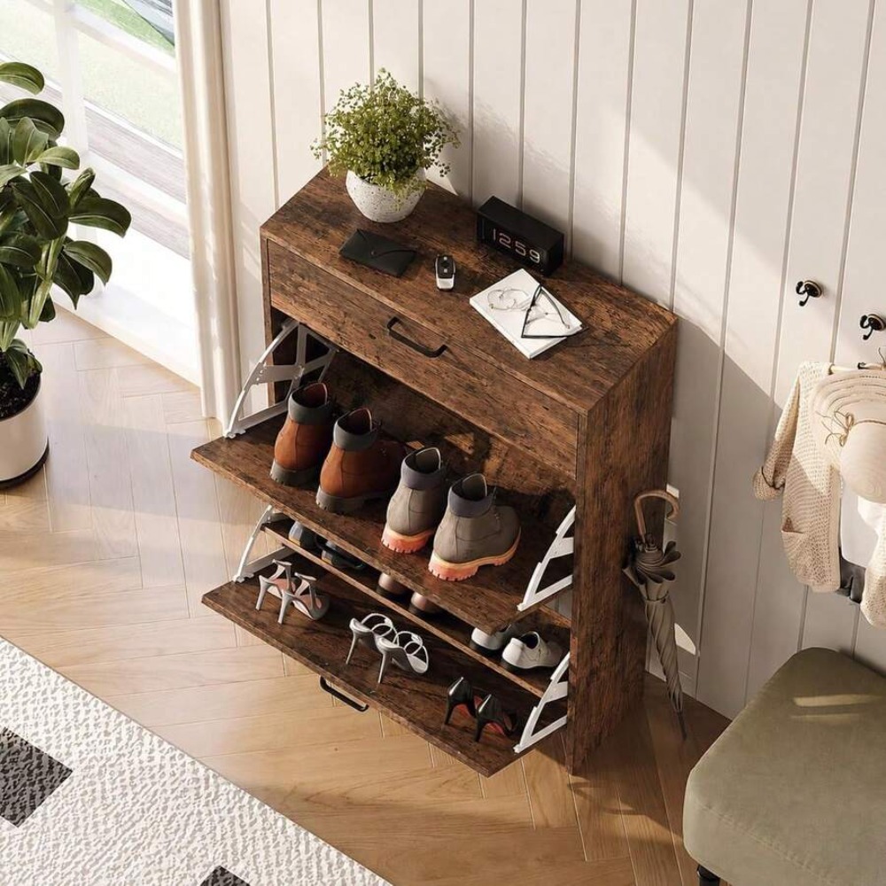 玄関用の幅の狭いシューズキャビネット、幅24.8インチの超ス - Shoe Rack Cabinet Narrow Entryway のレビューと価格