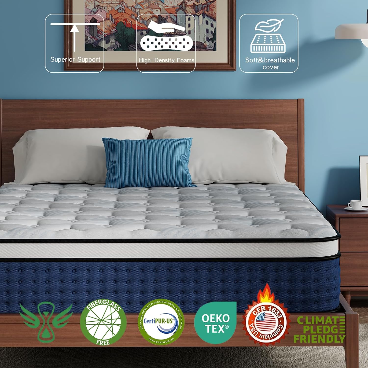 マットレス、ハイブリッドクイーンサイズマットレス（箱入り）、 - Memory Foam Mattress In A Box Queen のレビューと価格