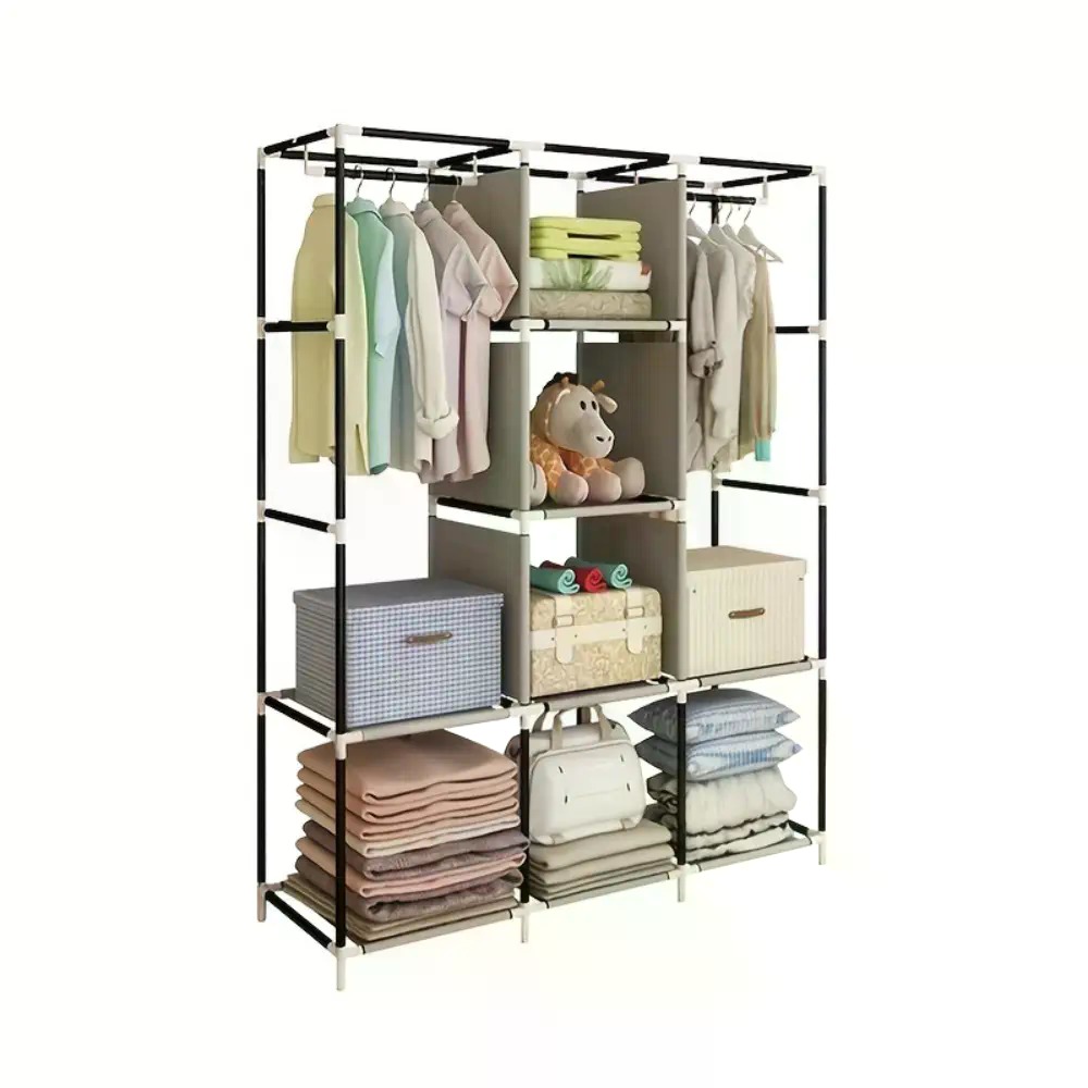 64インチのポータブルカバー付き不織布ワードローブ、多機能折 - Wardrobe Closet Portable Fabric Cover のレビューと価格