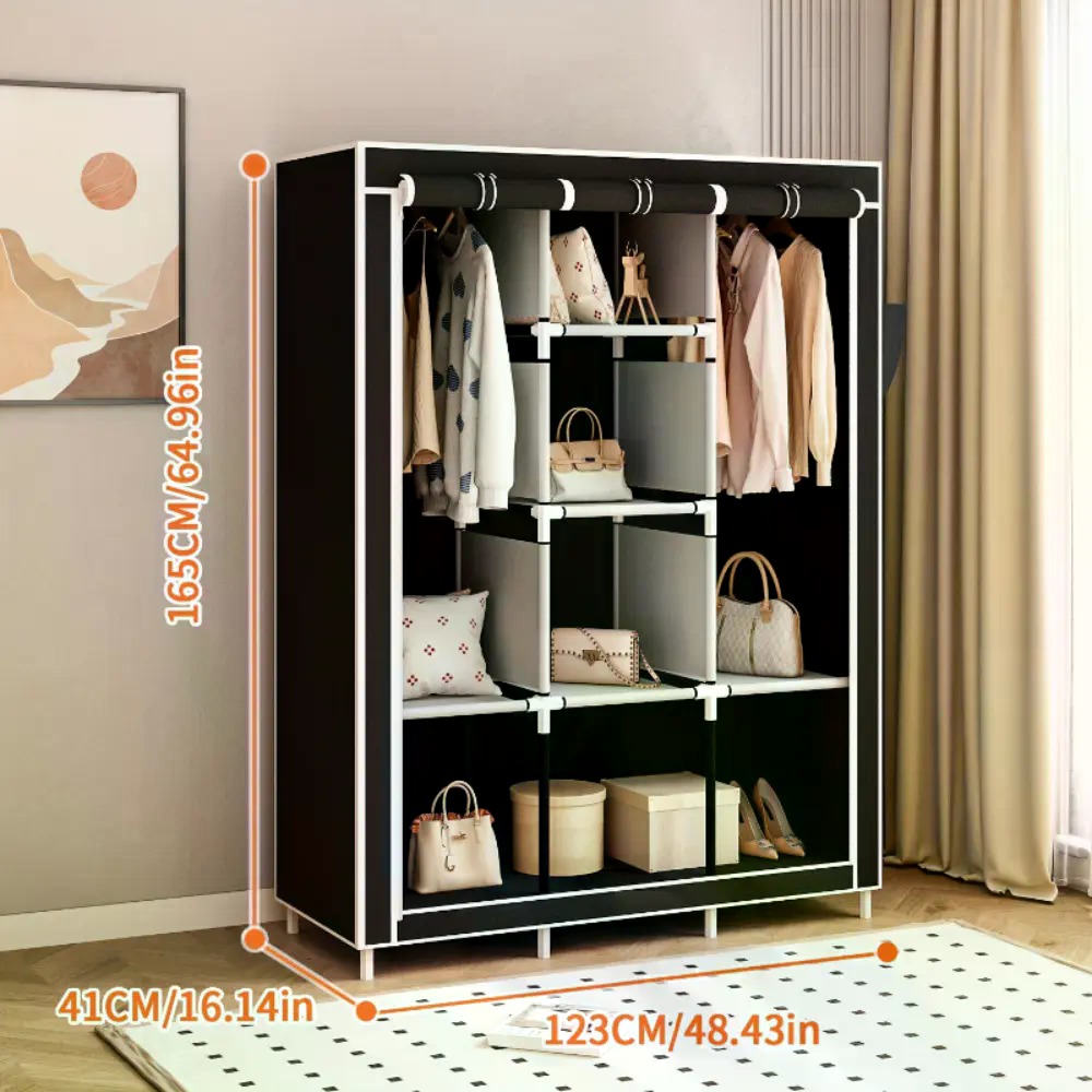 64インチのポータブルカバー付き不織布ワードローブ、多機能折 - Wardrobe Closet Portable Fabric Cover のレビューと価格