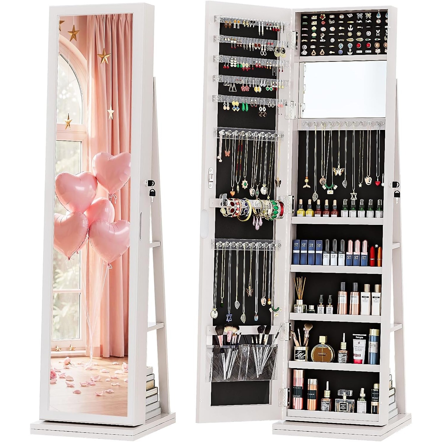 4-in-1 ジュエリーキャビネット ジュエリーアルモア ロ - Full Length Mirror Jewelry Armoire のレビューと価格