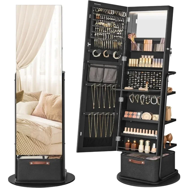 360 °   回転式ミラー付きジュエリーキャビネット（ライ - Full Length Mirror Jewelry Armoire のレビューと価格